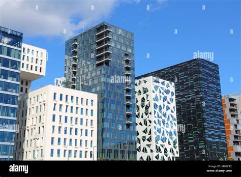 Modern Oslo skyline - Norway capital city. Bjorvika district Stock ...