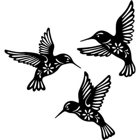 Surrme Black Metal Bird Hummingbird Wall Decor, 3 Piece 10.2" Wrought Iron Hummingbird Wall ...