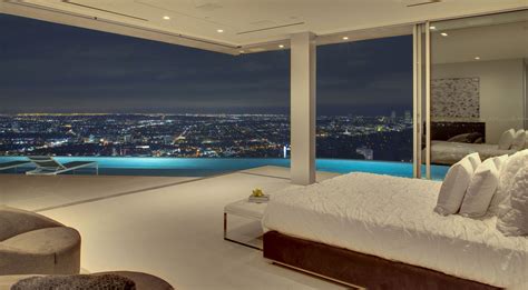 Bedroom, Pool Lighting, Evening, City Views, Tanager Residence in West ...