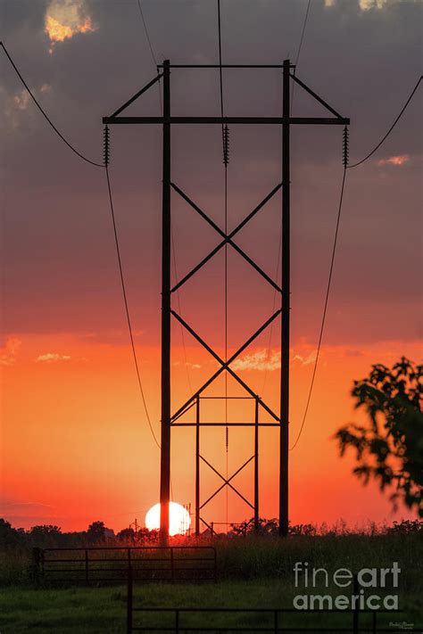 Power Lines Sunset Silhouette Photograph by Jennifer White