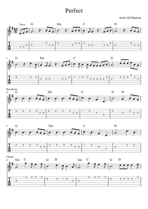 Perfect by ed sheeran - free easy guitar melody lesson and tabs for beginner Guitar Acoustic ...