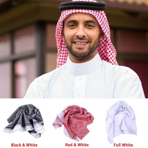 138*138cm Men Muslim Headwear Plaid Polyester Head Cover Scarf Saudi Arab Duabi Islamic Clothing ...