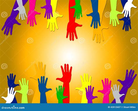 Reaching Out Shows Hands Together And Buddies Stock Illustration ...