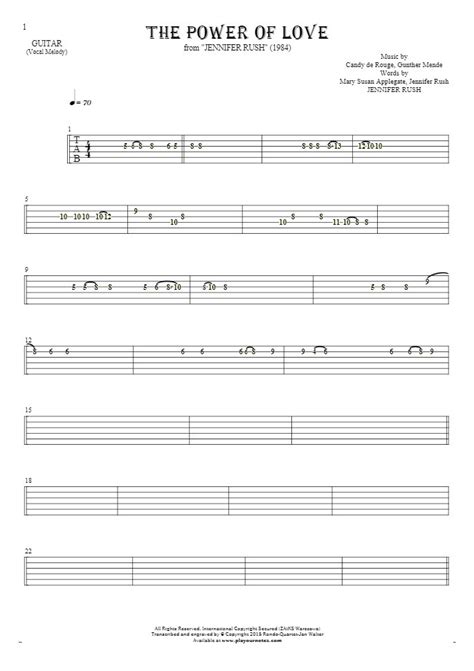 The Power Of Love - Tablature for guitar | PlayYourNotes