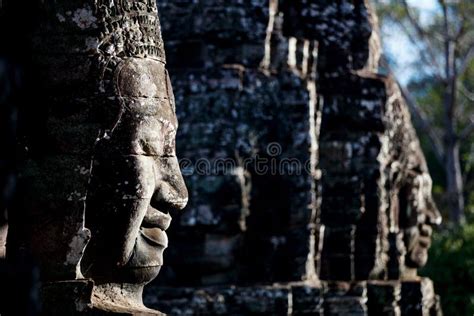 Faces of Ancient Bayon Temple Stock Photo - Image of giant, travel ...