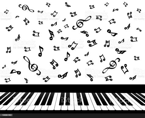 Piano Keys And Music Notes On White Stock Vector Illustration Stock ...