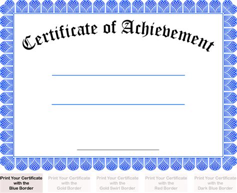 Printable Free Certificate of Achievement