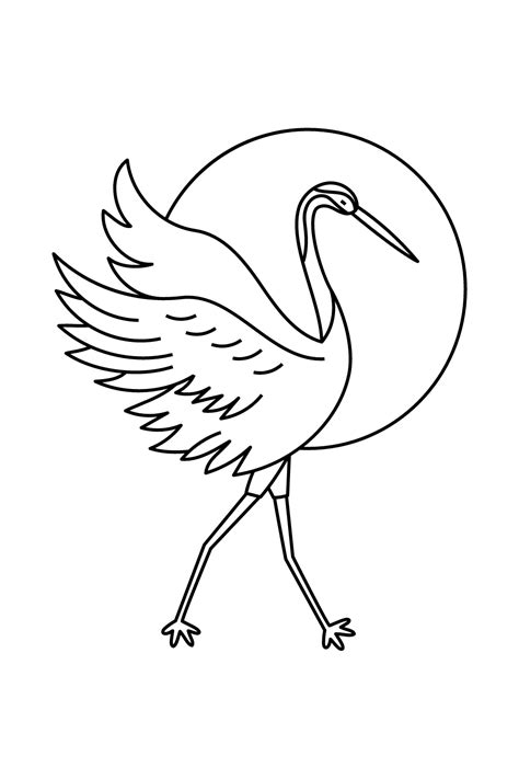 Crane Bird Dancing Coloring Page - Free Printable Coloring Pages