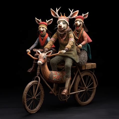 Christmas Reindeer On Bicycle Art Free Stock Photo - Public Domain Pictures