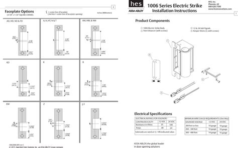 HES 3062006.005__REV C__Pages 1 And 4 1006 Series Installation Guide (Dec. 2012 Present ...