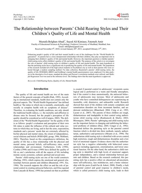 (PDF) The Relationship between Parents' Child Rearing Styles and Their ...