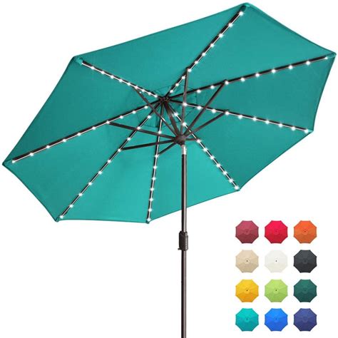 EliteShade Sunbrella Solar Umbrellas 9ft Market Umbrella with 80 LED Lights Patio Umbrellas ...