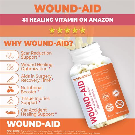 Buy Wound Aid - Scar, Wound Care, Post Surgery Vitamin; Wound Healing, Surgery Recovery, ACL ...