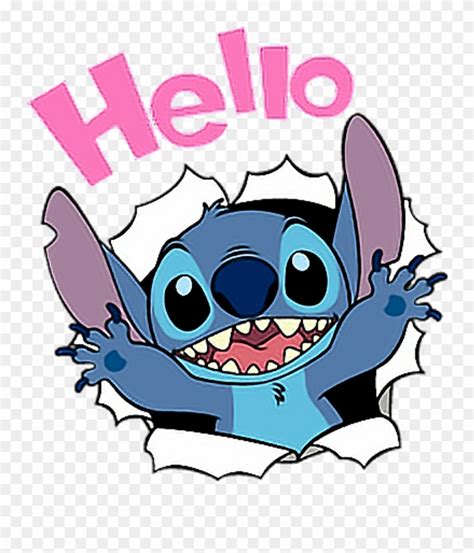 Stitch Disney Hello Cute Liloandstich Freetoedit Clipart (#136123) - PinClipart