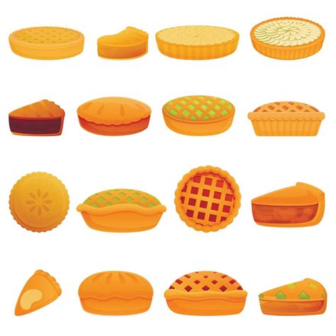 Apple pie icons set, cartoon style 8864063 Vector Art at Vecteezy