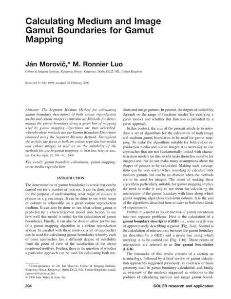 (PDF) Calculating medium and image gamut boundaries for gamut mapping