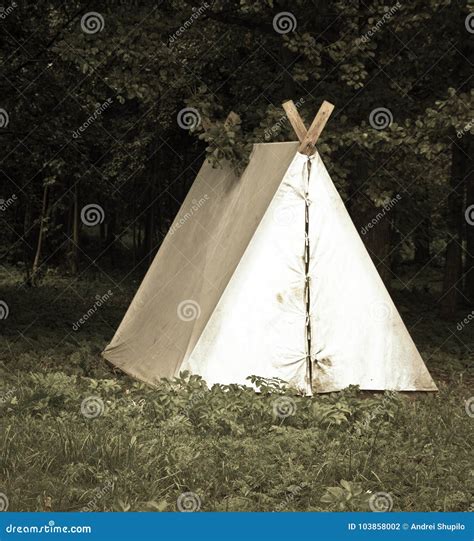 Tent in the woods stock photo. Image of lifestyle, rustic - 103858002