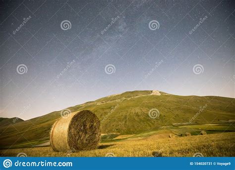 Starry Sky and Milky Way in the Plain of Castelluccio Di Norcia. Apennines, Umbria, Italy Stock ...