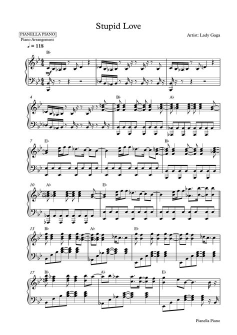 Lady Gaga - Stupid Love (Piano Sheet) Sheet by Pianella Piano