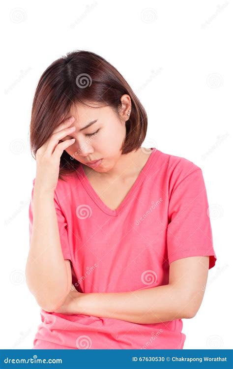 Women Having Headache, Migraine, Hangover, Insomnia. Stock Photo ...