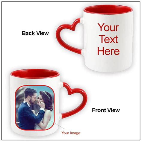 Heart Handle Shape Red Coffee Mug-Love/Dil/Hert shaped Coffee Mug-Customized/Customised ...