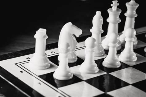 Chess Board Game. Strategy Ideas Concept. Black and White Stock Photo ...