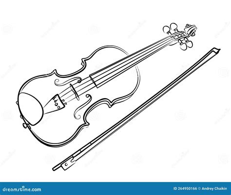 The Sketch of violin. stock vector. Illustration of drawing - 264950166