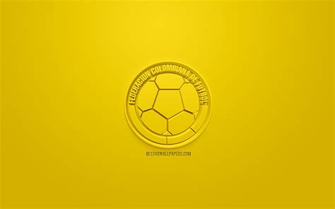 Colombia national football team, creative 3D logo, yellow background, 3d emblem, HD wallpaper ...