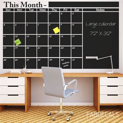 Large Office Wall Calendar Vinyl Decal Blackboard Wall | Etsy ...