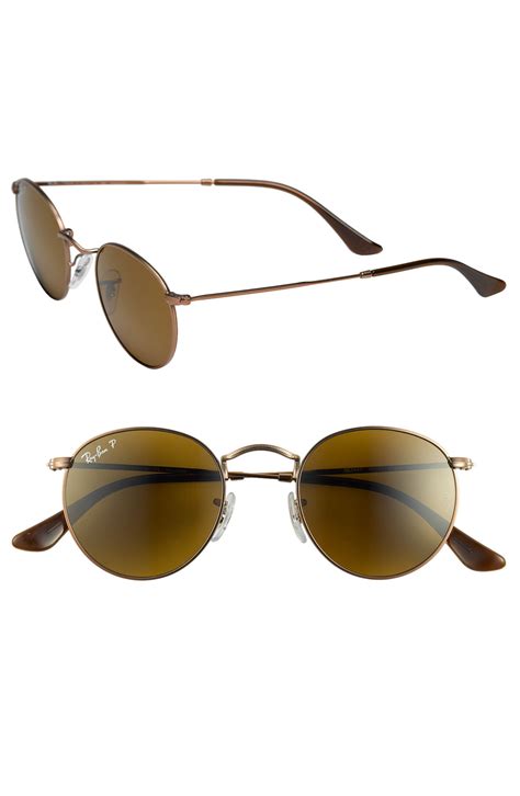 Ray-ban Retro Inspired Polarized Round Metal Sunglasses in Brown (matte ...