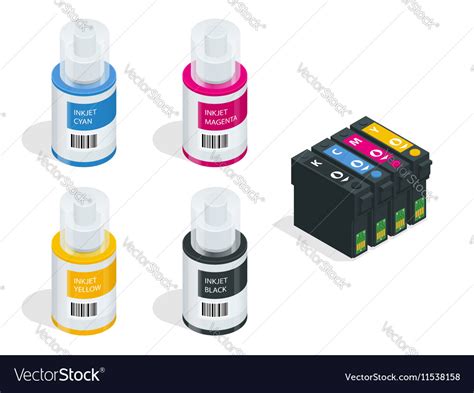 Isometric cmyk set of cartridges for ink jet Vector Image