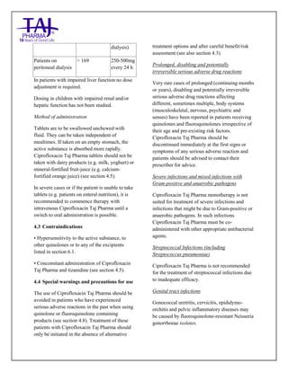 Ciprofloxacin Tablets Taj Pharma SmPC | PDF