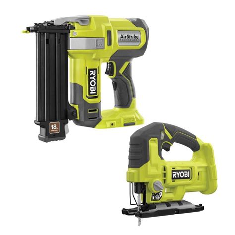 RYOBI ONE+ 18V 18-Gauge Cordless AirStrike Brad Nailer with Cordless Jig Saw P321-PCL525B - The ...