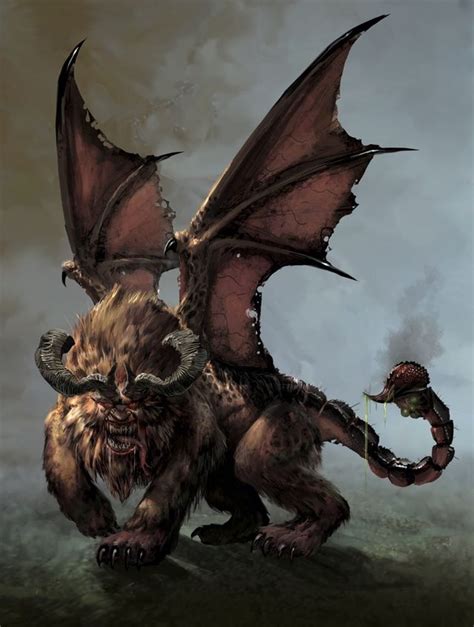 Manticore. Artwork by Stéphane Gantiez | Fantasy beasts, Mythological ...