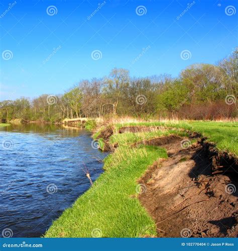 River Bank Erosion Illinois Stock Photo - Image of habitat, outdoors ...