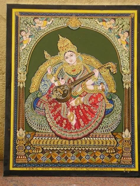 Girijas+saraswathi.jpg (1200×1600) | Hindu art, Mysore painting, Traditional paintings