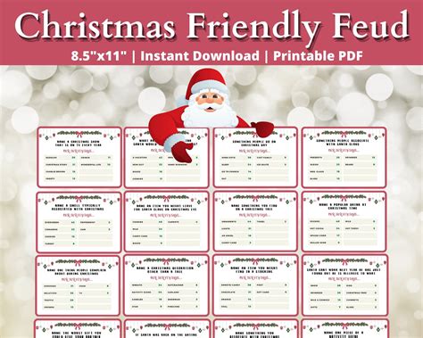 Christmas Friendly Feud Holiday Family Feud Printable - Etsy | Christmas family feud, Christmas ...