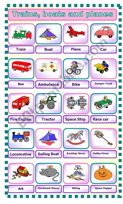 Trains, Boats and Planes - ESL worksheet by franknbea