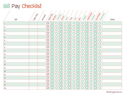 Free+Printable+Monthly+Bill+Payment+Checklist | Paying bills, Bill organization printables ...