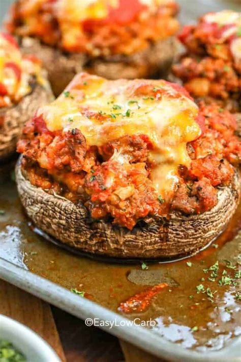 Stuffed Portobello Mushroom Caps {Main or Appetizer!} - Easy Low Carb