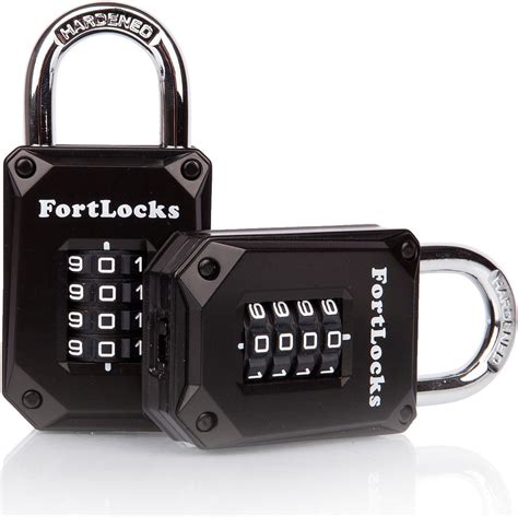 2 Pack FortLocks Gym Locker Lock - 4 Digit, Heavy Duty, Hardened Stainless Steel, Weatherproof ...