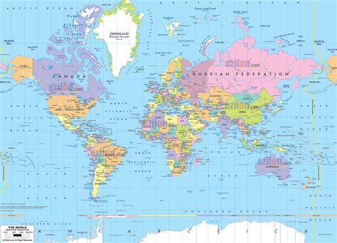 Map of the World With Continents and Countries - Ezilon Maps