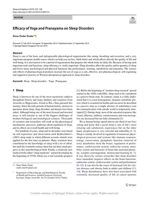 Efficacy of Yoga and Pranayama on Sleep Disorders