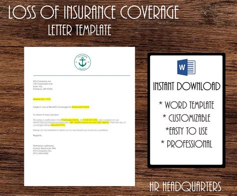 Benefits Loss of Coverage Letter customizable Template for HR - Etsy