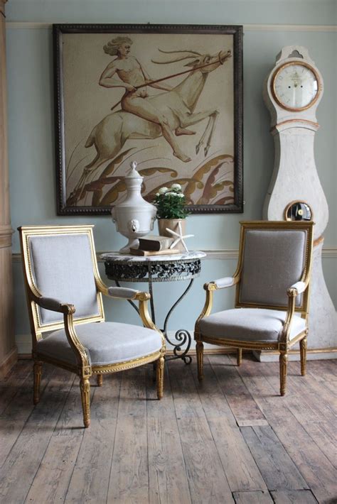 Fine Pair of 19th Cent French Water-Gilt Fauteuils - | Blue dining room ...