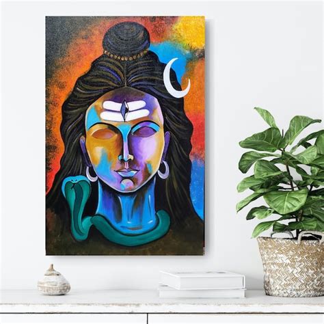 Abstract Lord Shiva Handmade Painting Hindu God Shiva - Etsy