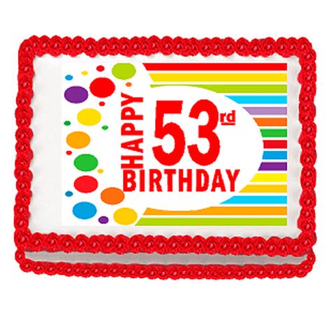 Happy 53rd Birthday Edible PEEL N STICK Frosting Photo Image Cake Decoration Topper - Walmart ...