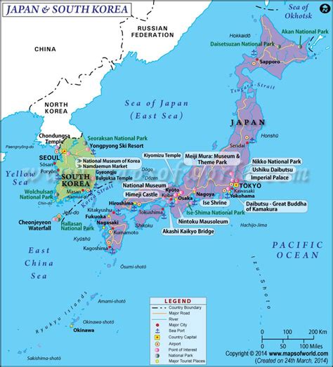 Map of Japan and South Korea