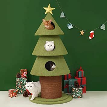 TyhhxNq Cat Tree Tower 140cm Christmas Tree Cat Scratching Post with 4 ...