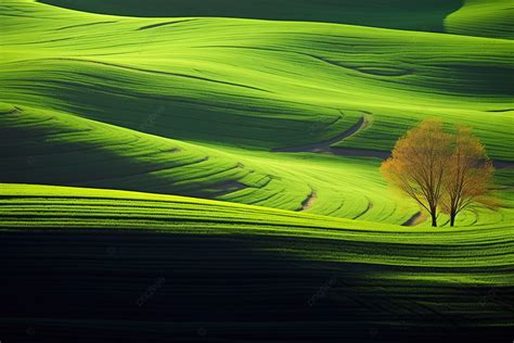 Green Fields And Tall Grass Around A Tree Background, Usa, Environment, Field Background Image ...